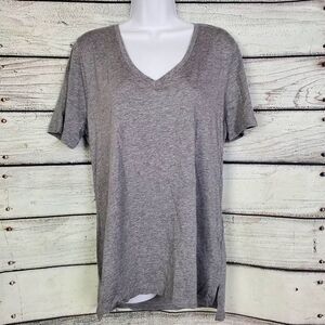 Eddie Bauer Women’s L Gray Short Sleeve V-Neck Casual Tee Cotton Modal Blend